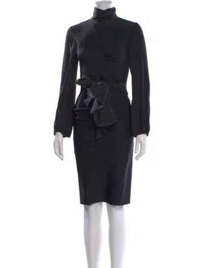 Pre-owned Sportmax Turtleneck Midi Length Dress In Black