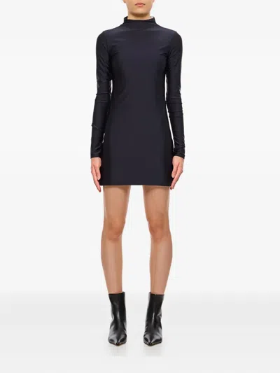 Sportmax Turtleneck Ruched-shoulder Dress In Blue | ModeSens