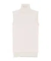 Sportmax Turtle Neck Sleeves Less Woven 'vertigo' Top In White