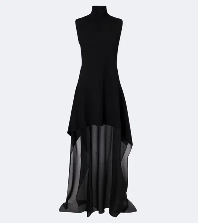 Sportmax Turtleneck Tiered Maxi Dress In Black