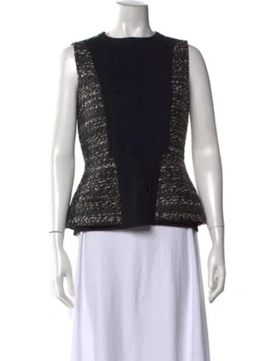 Pre-owned Sportmax Tweed Pattern Crew Neck Top In Black