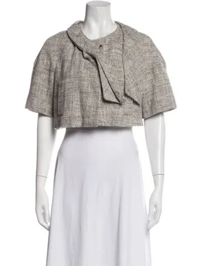 Pre-owned Sportmax Tweed Pattern Jacket In Grey/white