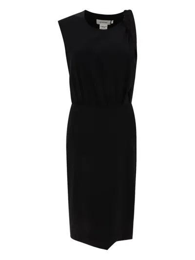 Sportmax Solid Color Stretchy Sleeveless Dress In Black