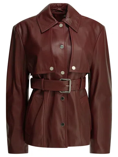 Sportmax Two-piece Leather Jacket Jackets And Coats Bordeaux In Brown
