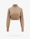 Sportmax Virgin Wool Cropped Ululato Sweater In Beige