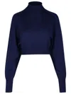 SPORTMAX ULULATO BLUE VIRGIN WOOL TURTLENECK SWEATER