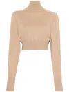 Sportmax Virgin Wool Cropped Ululato Sweater In Brown