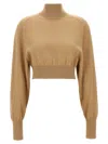 Sportmax 'howl' Cropped Turtleneck Sweater With Ribbed Cuffs And Hem
