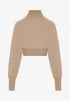 Sportmax Virgin Wool Cropped Ululato Sweater In Camel