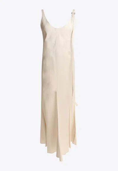 Sportmax Unione V-neck Midi Dress In Beige