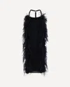 Sportmax Feather-trim Midi Dress In Black