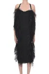 Sportmax Feather-trim Midi Dress In Black