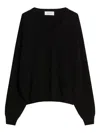 Sportmax V-neckline Knitwear With Ribbed Cuffs In Black