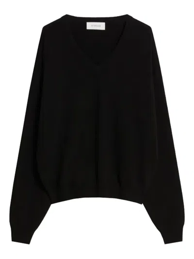 Sportmax V-neck Long-sleeve Sweater In Black