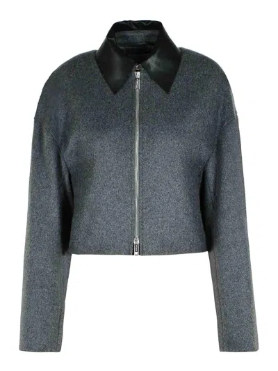 Sportmax Vacuo Anthracite Virgin Wool Jacket In Black