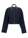 Sportmax Vacuo Contrast-collar Jacket In Blue