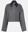 Sportmax Cropped Virgin Wool Jacket With Contrast Collar In Gray