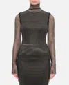 Sportmax Valdai Embellished Fishnet Crop Top In Black