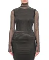 Sportmax Valdai Embellished Fishnet Crop Top In Black