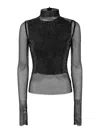 Sportmax Valdai Embellished Fishnet Crop Top In Negro