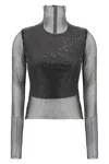 Sportmax Valdai Embellished Fishnet Crop Top