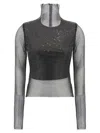 Sportmax Valdai Embellished Fishnet Crop Top