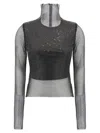 Sportmax Valdai Embellished Fishnet Crop Top