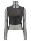 Sportmax Gerarda Crystal Mesh Top In Black