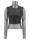 Sportmax Valdai Embellished Fishnet Crop Top In Black