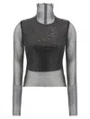 Sportmax Valdai Embellished Fishnet Crop Top
