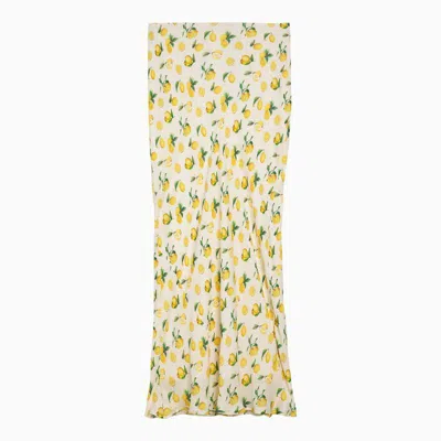 Sportmax Vanilla Long Skirt With Lemon Print In White