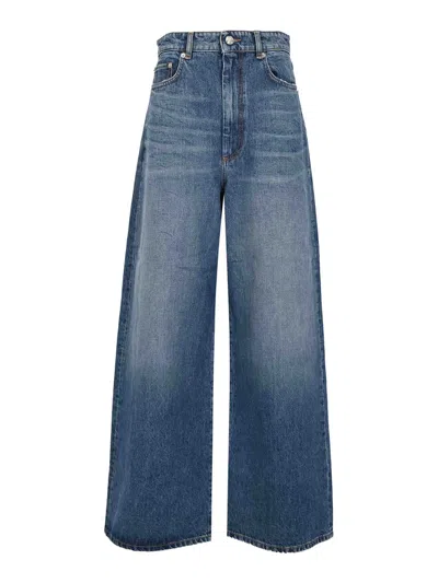 Sportmax Oversized Spdangri Low Waist Jeans In Blue