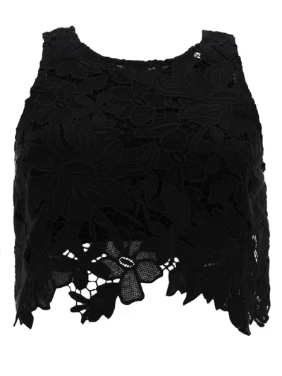 Sportmax Vasto Macramé Top For Women In Black