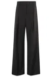 Sportmax Oversized Stretch Wool Trousers In Black