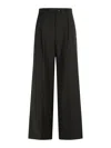 Sportmax Oversized Stretch Wool Trousers In Brown