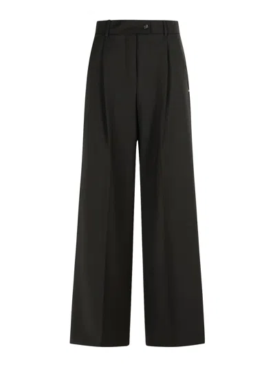 Sportmax Vela Dark Brown Virgin Wool Pants