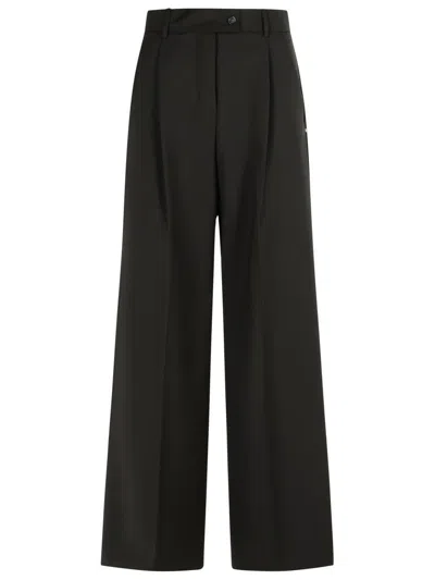 SPORTMAX SPORTMAX 'VELA' DARK BROWN VIRGIN WOOL PANTS