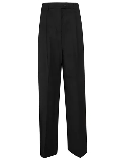 Sportmax High-waist Virgin Wool Trousers In Nero