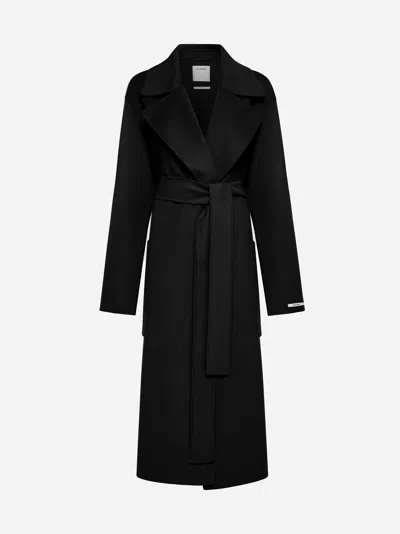 Sportmax Veleno Belted Wool Coat In Black