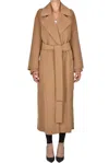 Sportmax Poison Coat With Belt Clothing In Brown