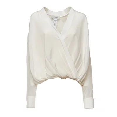 Sportmax Venere V-neck Silk Crepe De Chine Blouse In White