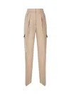 Sportmax Cargo Trousers With Multiple Pockets And Pleats In Cammello