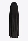 Sportmax Verdier Fluid Plisse Long Dress In Black
