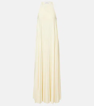 Sportmax Verdier Pleated Halterneck Maxi Dress In Yellow