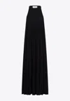 Sportmax Verdier Fluid Plisse Long Dress In Black