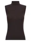 Sportmax Mock Neck Sleeveless Knitwear Brown In Black