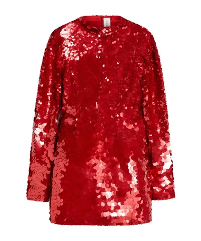 Sportmax Terfrite Sequined Jersey Minidress In Red