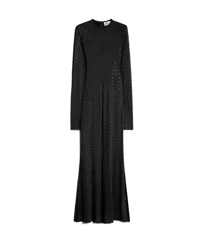 Sportmax Vestido De Punto De Neopreno Con Strass In Black
