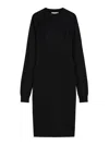 Sportmax High-necked Long-sleeved Wool Dress In Negro