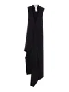 Sportmax Sport Max Long Asymmetrical Viscose Twill Dress In Black